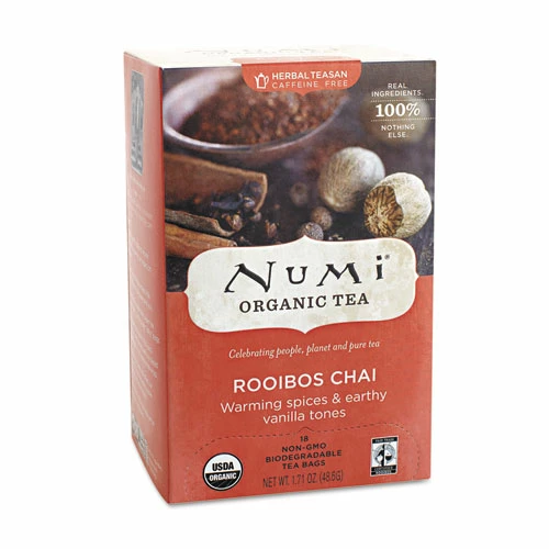Deals 😍 Numi® Organic Teas And Teasans, 1.71 Oz, Rooibos Chai, 18/Box 🛒