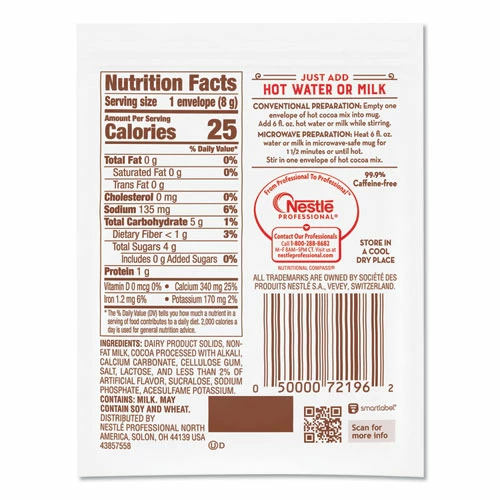 Outlet 🎁 Nestlé® No-Sugar-Added Hot Cocoa Mix Envelopes, Rich Chocolate, 0.28 Oz Packet, 30/Box ✔️ - Image 5