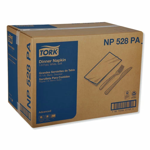 New 😍 Tork® Advanced Dinner Napkins, 2-Ply, 15" X 17", 1/8 Fold, White, 100/PK, 28 PK/CT 💯 - Image 3