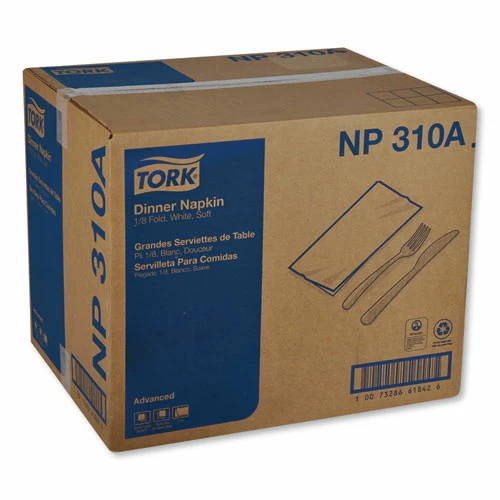 New 👏 Tork® Advanced Dinner Napkins, 2 Ply, 15" X 16.25", 1/8 Fold, White, 375/Packs, 8 Packs/Carton ⌛ - Image 2