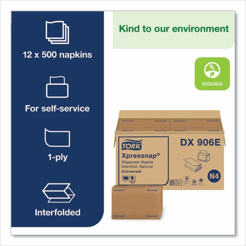 Cheap ✨ Tork® Xpressnap Interfold Dispenser Napkins, 2-Ply, Bag-Pack, 13 X 8.5, Natural, 500/Pack, 12 Packs/Carton 🧨 - Image 3