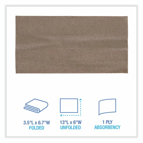 Outlet 🎉 Boardwalk® Tall Fold Dispenser Napkins, 1-Ply, 13 X 6, Kraft, 500/Pack, 20 Packs/Carton 🌟 - Image 2