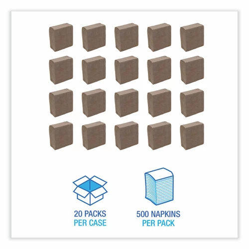 Outlet 🎉 Boardwalk® Tall Fold Dispenser Napkins, 1-Ply, 13 X 6, Kraft, 500/Pack, 20 Packs/Carton 🌟 - Image 3