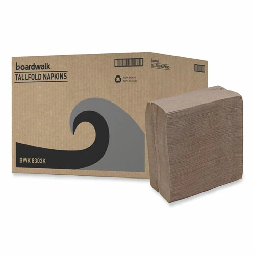 Outlet 🎉 Boardwalk® Tall Fold Dispenser Napkins, 1-Ply, 13 X 6, Kraft, 500/Pack, 20 Packs/Carton 🌟 - Image 9