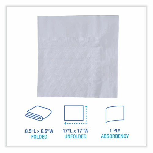 Deals ❤️ Boardwalk® Dinner Napkin, 1-Ply, 17 X 17, White, 250/Pack, 12 Packs/Carton 🛒 - Image 2