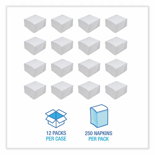 Deals ❤️ Boardwalk® Dinner Napkin, 1-Ply, 17 X 17, White, 250/Pack, 12 Packs/Carton 🛒 - Image 3